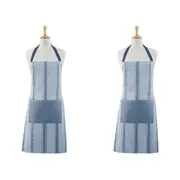 2x Davis & Waddell Ellis Cotton Butcher Apron 70x80cm Chef Bib Blue/White Stripe