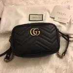 二手正品 GUCCI GG MARMONT MATELASSé MINI BAG 448065 黑色