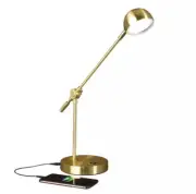 OttLite Direct LED Desk Lamp Adjustable Swing Arm+Integrated - USB Port - Brass
