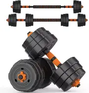 Adjustable Weights Dumbbells Set, 44Lbs 2 in 1 Weights Barbell Dumbbells Non-Sl