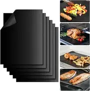 Reusable Grill Mats for Outdoor Grill,Set of 6 Heavy Duty BBQ Grilling Mats Non Stick,BBQ Grill Accessories Easy to Clean,Works on Gas, Charcoal, Electric Grill 15.75 x 13-Inch, Black