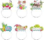 [Generic] Beach Party Headbands, Summer Theme Headbands, 6-Piece Girls Beach Headband Set, Girls Party Headwear, Fashion Headband, Photo Booth Props, Boys and Girls