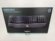 Logitech Wave Keys Wireless Ergonomic Keyboard with Cushioned Palm Rest Graphite