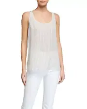 Eileen Fisher Long Tank Top, Striped Silk w/subtle crepe texture - New Sz M