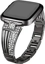 Stainless Steel Bands Compatible with Fitbit Versa 2/Versa Lite/Versa,Luxurious Bling Bracelet Rhinestone Metal Wristbands Compatible with Fitbit Versa 2 bands for Women