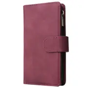 For Iphone 6 Plus and 6S Plus Multifunctional Retro Frosted Horizontal Flip Leather Case With Card Slot and Holder and Zipper Wallet and Photo Frame and Lanyard(Red Wine)