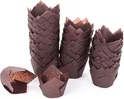 GOLDEN APPLE, 200 Pcs Tulip Cupcake Liner Baking Cup Muffin Tins Cups for Weddings, Birthdays, Baby Showers (Small, Brown)