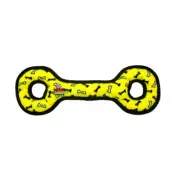 Tuffy Ultimate Tug O-War Interactive Play Dog Squeaker Toy Yellow Bones