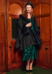 [Taking Shape] Taking Shape Hooded Fur Cape in Black - Women's Accessories Black
