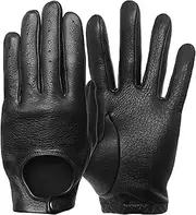 [PRATT & HART] Pratt and Hart Women's Deerskin Leather Driving Gloves Size L Color Black