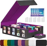 Trading Card Storage Box,Deck Case with Supporters and Divider,Magnetic Closure Commander Card Organizer Holder for YuGioh, MTG, TCG, Magic Game (5 rows)
