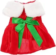 TOGEVAL Christmas Bow Dog Skirt Lovely Dog Clothes Pet Costume Thermal Puppy Coat Winter Puppy Coat Plush Pet Clothes Golden Velvet