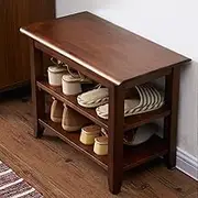 XKZG Storage Bench Wooden Shoe Bench Rustic Solid Wood Entryway Bench (Brown,23.6")