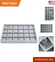 24 Grid Velvet Jewelry Drawer Organizer Tray - Stackable - Rings Earring Storage