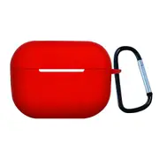 For AirPods Pro 2nd Gen Case, Protective Silicone Cover, Snap Hook, Red