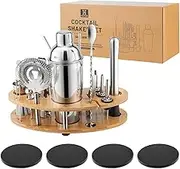GUYUE Cocktail Shaker Set Mixology Bartender Kit with Bamboo Stand | 23-Piece Cocktail Kit Bar Set with All Essential Bar Tools | Perfect Cocktail Set and Bar Kit for Drink Mixing Experience.