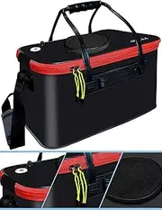 Foldable Fishing Bait Bucket, Multifunctional Portable Folding Fishing Minnow Bucket Fish Live Bait Container with Window, Thickened Protection Fish Box Suitable for Storing Fresh Fish Bait