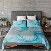 Blue Ocean Marble Quilt Cover Set