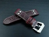在飛比找蝦皮購物優惠-22mm直身咖啡色鱷魚皮紋Hamilton的新衣軍錶~飛行風