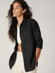Athleta S Small Retreat Linen Top Black NEW! #850931