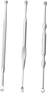 CALLARON 3Pcs Double Ended Stainless Steel Spiral Ear Tool Reliable Ear Wax Scoop Kit for Safe Cleaning Comfortable Ear Massager for Adults Silver