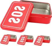 KITANDOVE Camping Tool Box Set 4pcs Tinplate Storage Boxes Red Lid for Outdoor Camping and Travel