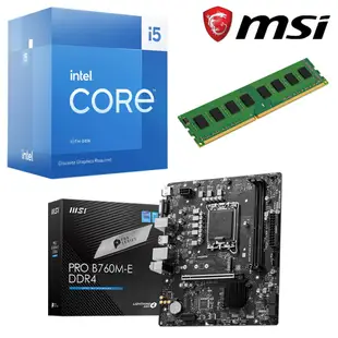 Intel 13代 I5 13400 10核 CPU+微星 B760M-E DDR4 主機板+創見32G-DDR4 記憶體 組合包