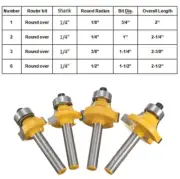 1/4'' A Set Woodworking Milling Cutter Trimming Knife Edge Trimmer Router Bit