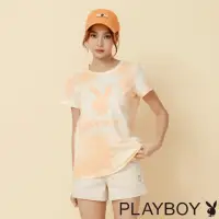 在飛比找momo購物網優惠-【PLAYBOY】綁染黃桔兔頭上衣(黃色)