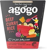 Agogo Beef Curry Rice, 80g - Carton of 6. Easy to Make, Instant Rice Meal - 100% Natural, Gluten Free, Low Fat Meals - No Added Nasties Like MSG or Artificial Flavours