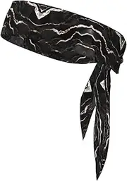 [HVTTIOR] Black Rose Gold Marble Print Multifunctional Sweat Wicking Sports Head Tie Headband for Tennis Basketball Karate