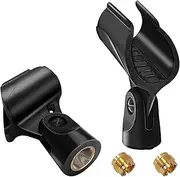 Mictop Universal Microphone Clip Holder, Comes with 5/8" Male to 3/8" Female Screw Adapter Suitable for Handheld Microphones, 2-Pack
