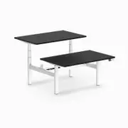 Desky Back to Back Black Melamine Sit to Stand Desk 1200x750mm White Round Height Adjustable Leg