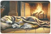 Cozy Dog Fireplace Brown Bed Waterproof Pads, Washable Underpads, Bed Padding for Incontinence