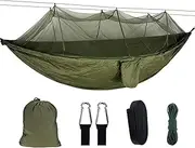 Camping Hammock with Net - Lightweight & Easy Setup - Portable Hammocks for Outdoor, Hiking, Camping, Backpacking, Travel, Beach - 300kg Load Bearing - Includes Carabiners and Tree Straps
