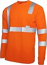 JORESTECH Safety Long Sleeve Shirt with High Visibility Reflective Strips and Front Pocket, ANSI Compliant