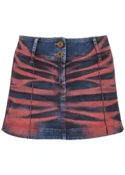 Knwls Printed Stretch-denim Mini Skirt - Red - 12 (UK12 / M) 12 (UK12 / M)