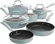 Gibson 126369.10 The Kenmore Andover Aluminum Cookware Set, 10-Piece, Glacier Blue