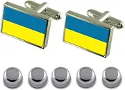 [Select Gifts] Shirt Dress Studs Ukraine Flag Cufflinks