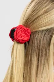 Red Rosette Hair Claw Clip - Size ONE, Women's Hair Accessory