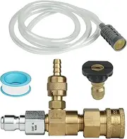 ESSENTIAL WASHER Pressure Washer Chemical Injector Kit | Adjustable Downstream Injector for Pressure Washer | 4' Hose with Grey Filter Built in Check Valve | 3/8" Inch Quick Connect Connectors