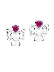 Girls Sterling Silver enamelled JULY Birthstone ANGEL Stud Earrings