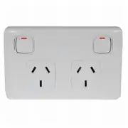 240V 10A Standard Wall Plate Double GPO Power Point with 2 Pole Switching