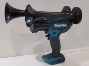 MAKITA 18V Power Air Horn, Train Horn Compressor, Dual Black Metal Trumpets 12"