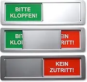 Free/Occupied Sliding Sign Please Knock/No Access 17.8 x 5 cm - Beautiful Frame & Arial Writing - Magnetic Back & 2 Adhesive Pads from the Renowned Brand 3M for Non-Metallic Surfaces