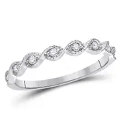 14k White Gold Round Diamond Twist Stackable Band Ring 1/10 Cttw