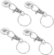 [FOMIYES] 4pcs Stainless Steel Shopping Cart Token Keychain Durable Coin Keychain for Effortless Grocery Cart Unlocking Portable Trolley Release Tool for Easy Access