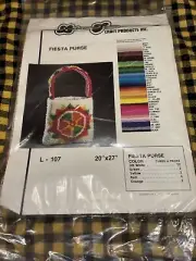 1978 Vintage Latch Hook Pattern 20”X27” Fiesta Purse -no yarn NEW Sealed Leisure
