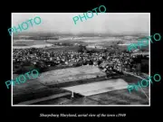 OLD POSTCARD SIZE PHOTO SHARPSBURG MARYLAND, AERIAL VIEW OF THE TOWN c1940