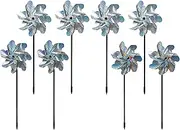 Bird Blinder Repellent PinWheels - Sparkly Holographic Pin Wheel Spinners Scare Off Birds and Pests (Set of 8)